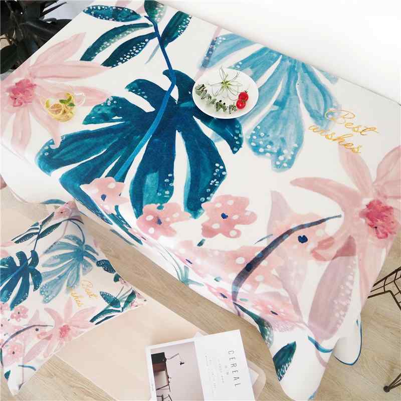 Cotton - テーブルクロス 北欧 モダン シンプル ナチュラルテイスト 綿麻 コットンリネン 厚手 植物柄 円形 丸型 長方形 四角 ダイニング リビング 食卓 コーヒーテーブル