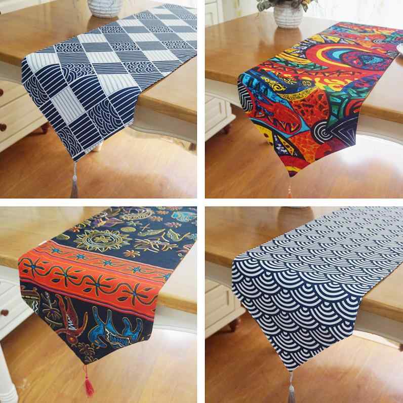 テーブルランナー レトロ エスニック 東南アジア 民族調 布製 カフェ バー リビング ダイニング テレビボード シューズボックス テーブルクロス ランチョンマット 保護マット