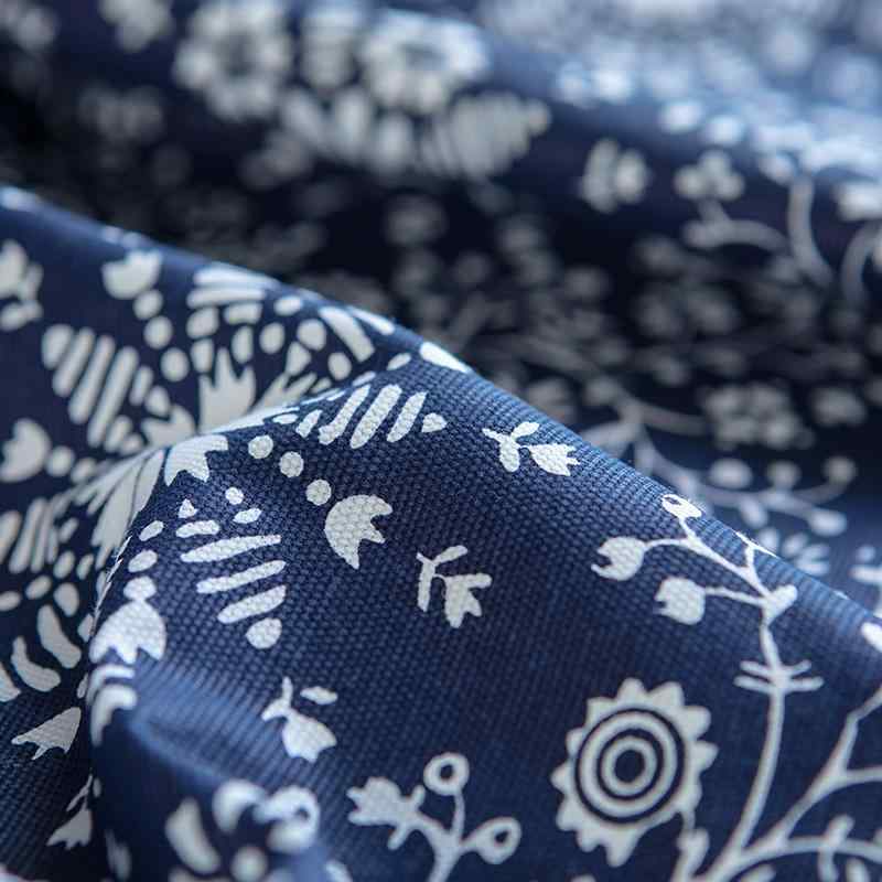 テーブルクロス 円形 厚手 綿 コットン 布製 ブルー 花柄 植物柄 カントリー 調 カントリー調 エスニック 民族調 食卓用 ダイニング ホテル レストラン リビング 業務用 家庭用 洗濯