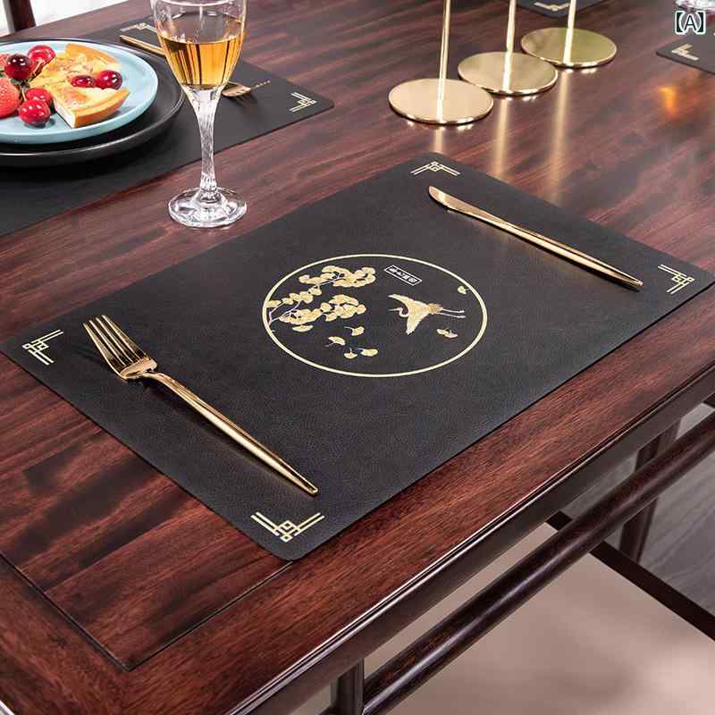 ランチョンマット 新中華風 モダン PVC製 フェイクレザー調 防水 防油 防汚 耐熱 断熱 拭き取り お手入..