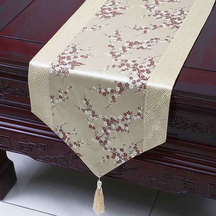 テーブルクロス テーブルランナー 中国風 おしゃれ 錦織サテン ダイニング 食卓 コーヒーテーブル用 布製 梅柄 龍鳳柄 ストライプ柄 カラフルな柄