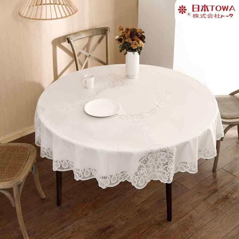 テーブルクロス PVC製 防水 円形 丸型 レース モダン スタイリッシュ ヨーロピアン ボタニカル柄 家庭..