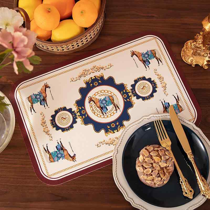 ランチョンマット PVC製 合皮 レザー調 防水 防油 断熱 家庭用 ダイニング用 食卓 大判 ヨーロピアン モダン おしゃれ ライトラグジュアリー お手入れ簡単