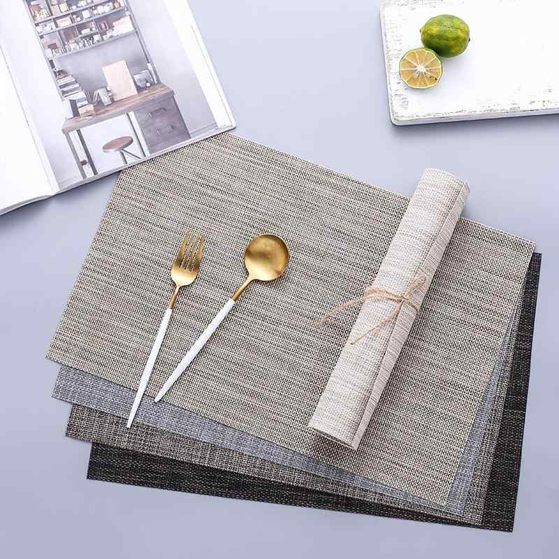 ランチョンマット 北欧風 PVC製 無地 長方形 食卓用 耐熱 断熱 ウォッシャブル ダイニング おしゃれ シ..