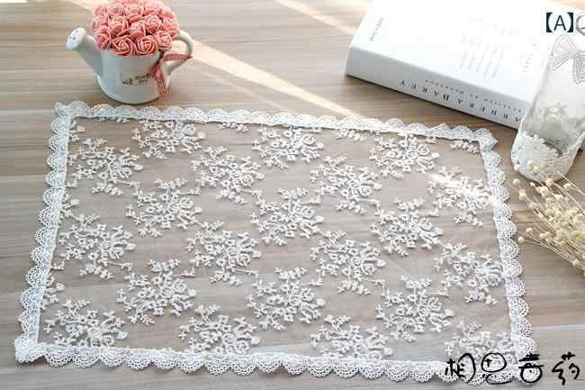 ランチョンマット レース おしゃれ 花柄 英字柄 ヨーロピアン アンティーク風 テーブルマット コースター 食卓 テーブルコーディネート 撮影小物 ディスプレイ 白 アイボリー オフホワイト