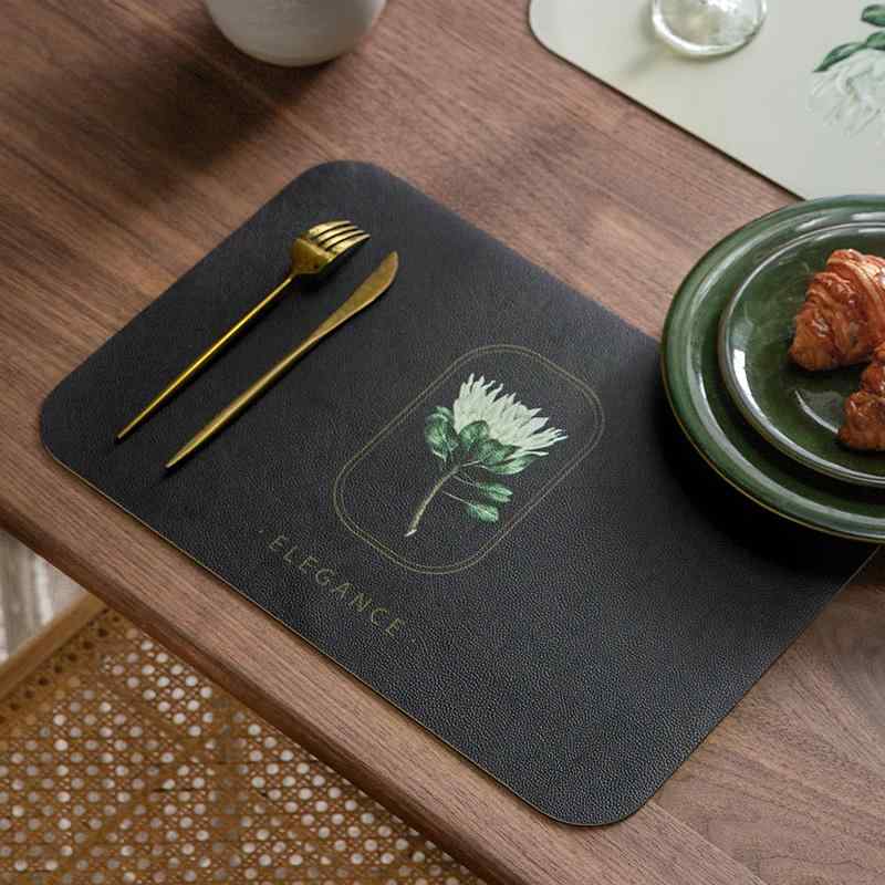 ランチョンマット 北欧風 帝王花柄 PVC レザー調 防水 耐熱 防油 防汚 撥水加工 滑り止め 食卓 家庭用 ダイニング リビング おしゃれ