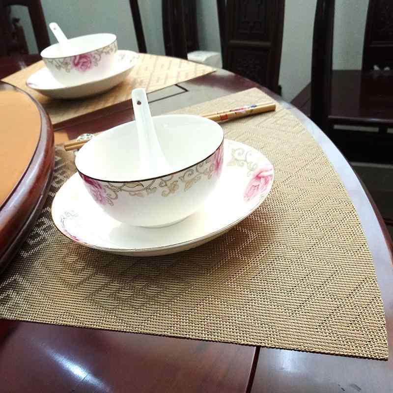 ランチョンマット 扇形 ゴールド 中華風 レトロ プラスチック製 断熱 洗える レストラン ホテル ダイニング 食卓 丸テーブル用