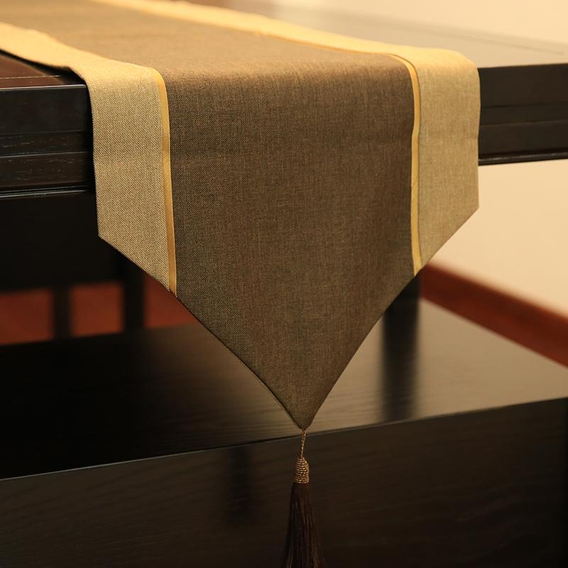 テーブルランナー ベッドスロー モダン シンプル 現代的 食卓布 綿麻 無地 ナチュラルカラー リネン 麻布切り替え リビング 寝室 インテリア デコレーションクロス マルチカバー