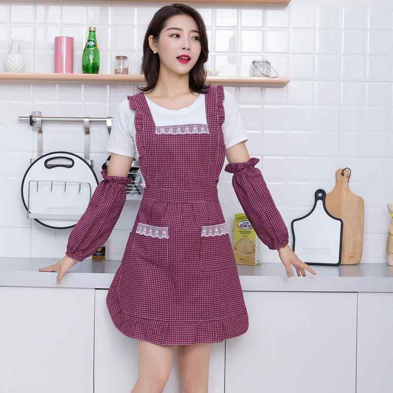 Aprons - エプロン 男女兼用 家庭用 キッチン 料理 調理用 防水 防油 厚手 綿 コットン かわいい おしゃれ 和風 韓国スタイル ナチュラル ノースリーブ ワインレッド コーヒー ダークグレー グリーン