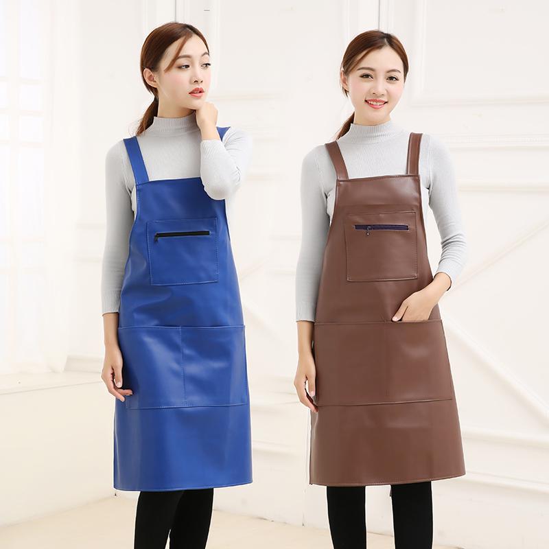 エプロン 大人 男女兼用 家庭用 キッチン 料理 飲食店 作業用 掃除 防水 防油 耐摩耗 柔らかい PUレザー フリーサイズ シンプル ノースリーブ おしゃれ