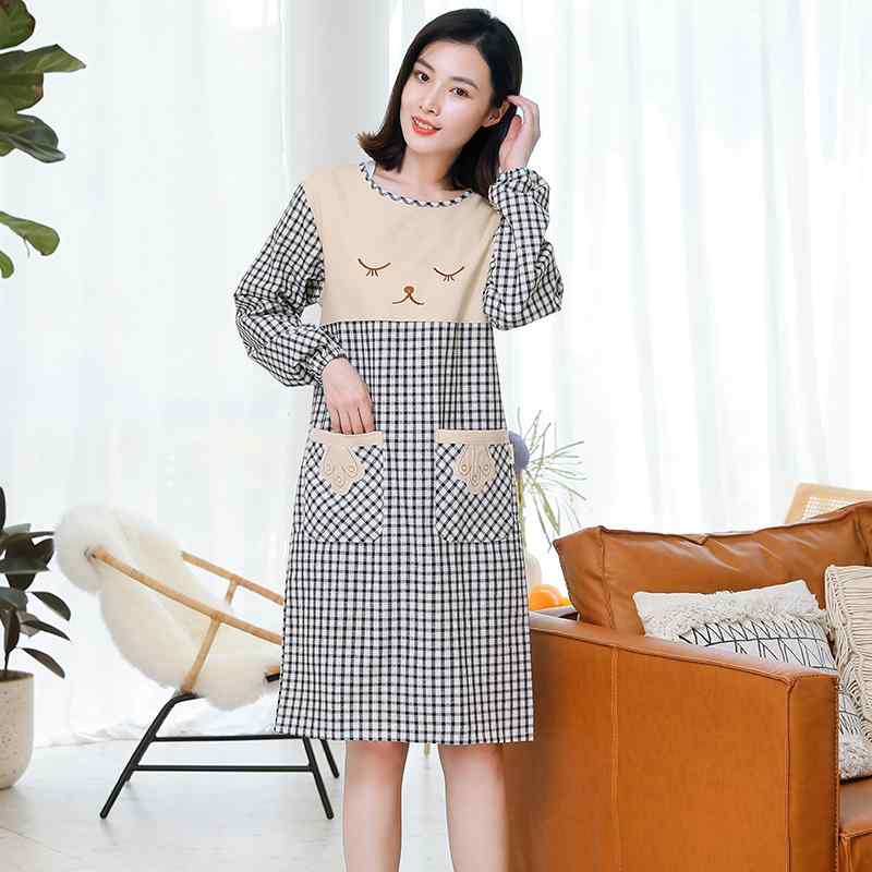 割烹着 レディース 大人 長袖 スモック 綿 コットン 防水 防油 汚れ防止 通気性 おしゃれ 韓国風 キッ..