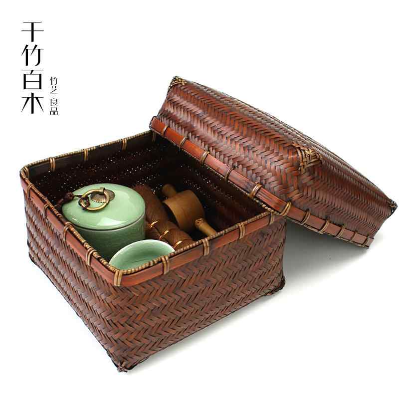 Amazon｜竹編み茶道収納バスケット 竹籠 竹篭 茶道具収納箱 茶盆