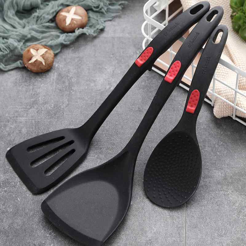キッチンツール シリコン製 耐熱 ヘラ フライ返し ターナー 炒め物用 穴あきスパチュラ ノンスティック..