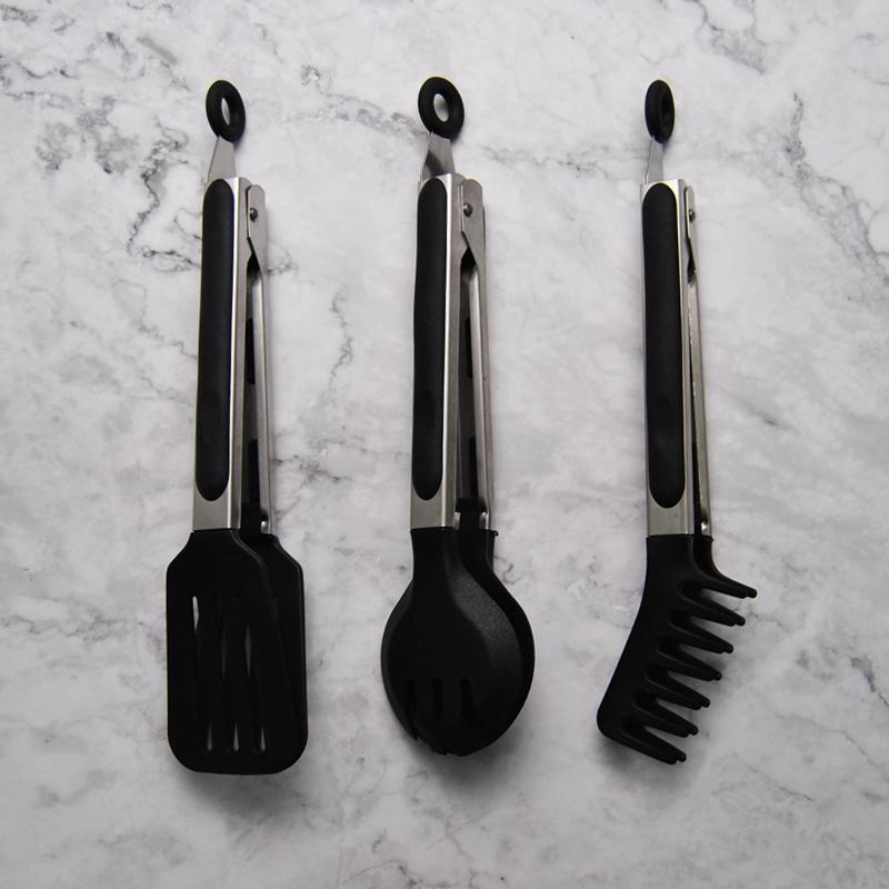 トング ナイロン 耐熱 平型 丸型 バーベキュー 炒め物 麺 パスタ パン サラダ 揚げ物 ステーキ 食材掴..