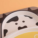 ベビー食器 赤ちゃん 子供 離乳食 幼児食 竹 牛柄 キャラクター かわいい 仕切り ワンプレート ボウル フォーク コップ 日式 5点セット