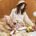 パジャマ マタニティ レディース 産後 授乳服 部屋着 綿 コットン 長袖 ラウンドネック 花柄 刺繍 カジュアル ルームウェア 上下セット 春秋