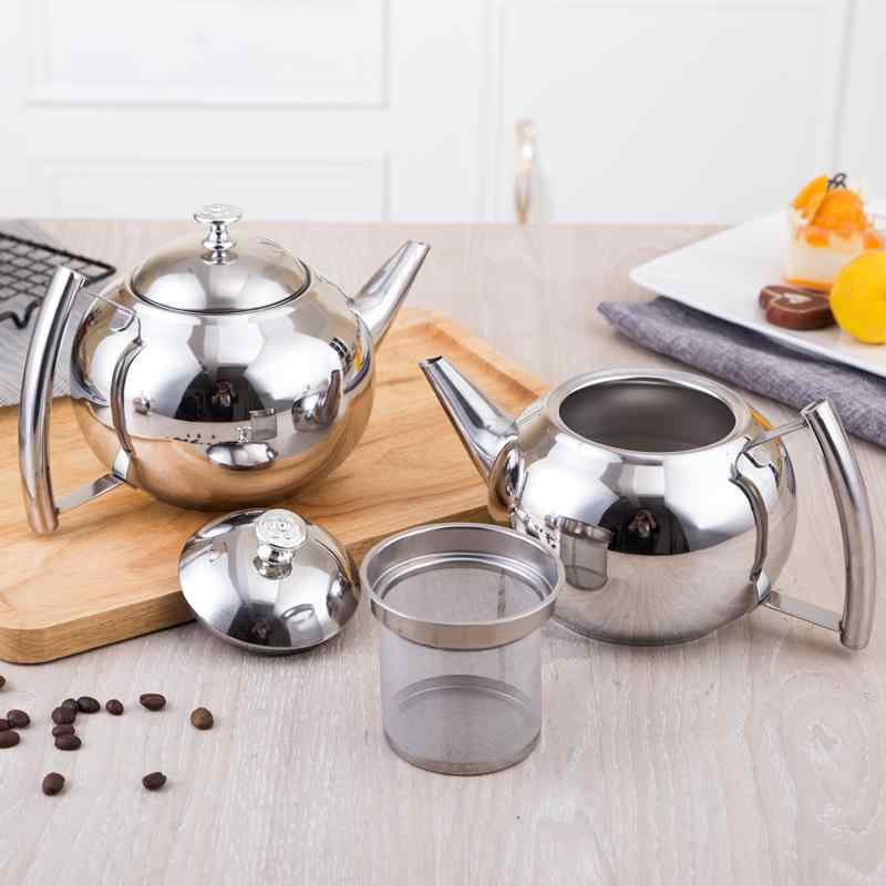 ティーポット 家庭用 業務用 ステンレス製 厚手 急須 ケトル レストラン ホテル 飲食店 お茶 紅茶 烏龍..