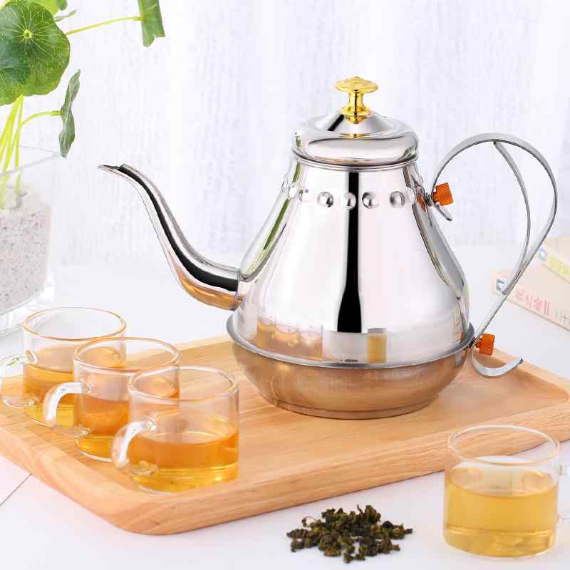 ケトル ステンレス 厚手 IH ぺたんこ フィルター ティーポット コーヒーポット シルバー ゴールド 大容量 業務用 おしゃれ
