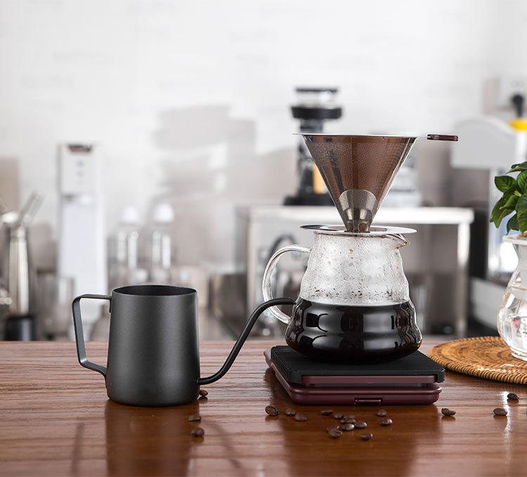 ドリップポット 細口 グースネック 304ステンレス テフロン加工 ハンドドリップ コーヒー 紅茶 宮廷風 ..