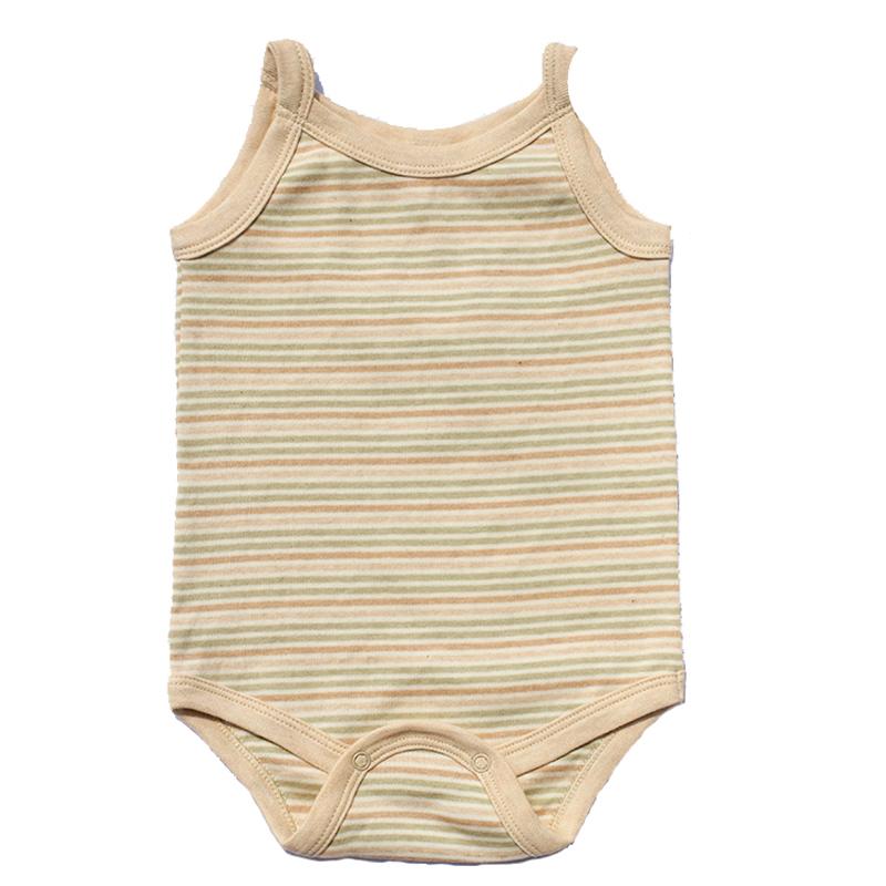 ベビー ロンパース ボディースーツ ノースリーブ 綿 コットン カラーコットン 男の子 女の子 男女兼用 ..
