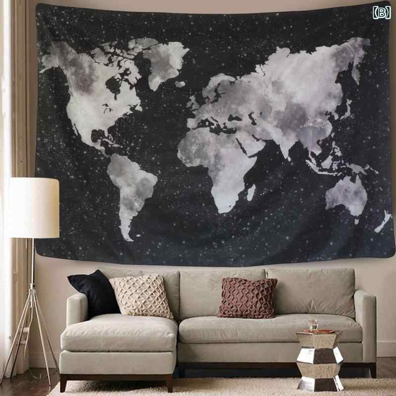 タペストリー ブルー 世界地図 壁掛け ウォールデコレーション 北欧風 インテリア マルチカバー 寝室 ベッドルーム 寮 学生寮 テーブルクロス 長方形 洗濯 3