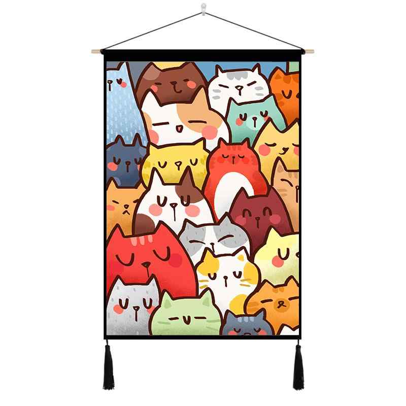 タペストリー 子供部屋 キッズルーム 寝室 ベッドルーム 猫 キャラクター かわいい ウォールアート 壁..