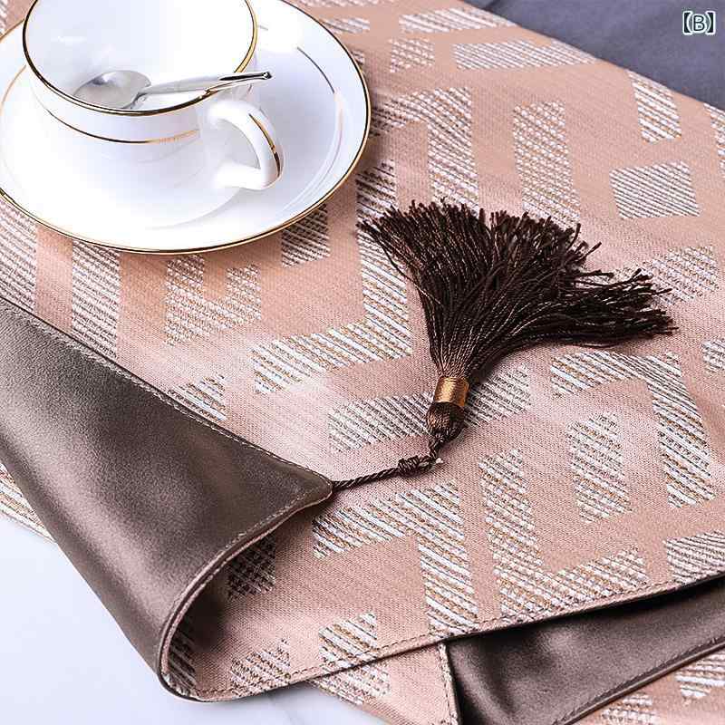 テーブルランナー テーブルクロス モダン シンプル ライトラグジュアリー 北欧 新中華風 長方形 布製 幾何学模様 食卓 ダイニング リビング コーヒーテーブル サイドボード 装飾 シルバー ブラック ベージュ ブルー グレージュ