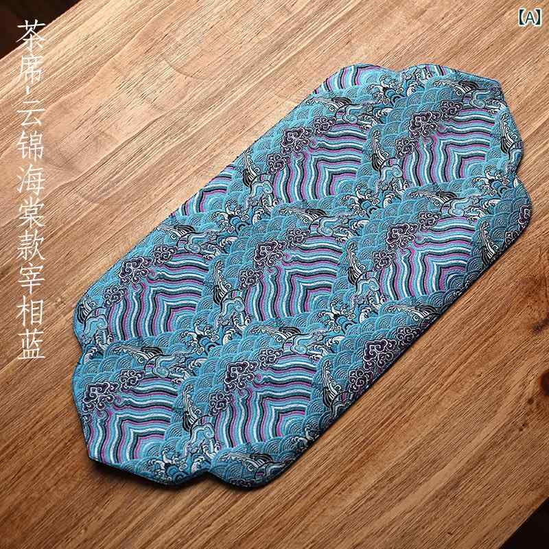 茶器 茶道具 茶席 テーブルランナー 茶巾 コースター 茶盤 雲錦柄 麻布製 レトロ 中国風