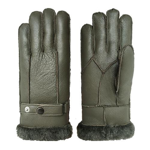 手袋 レディース 革 羊革 ウール一体 グローブ 冬用 厚手 暖かい 防風 防寒 バイク ツーリング アウトドア スポーツ 5本指 ダークグレー ブラック グリーン系