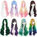 ウィッグ かつら グラデーション カラー ビッグ ウェーブ ロング カーリー ヘア コス ウィッグ ロリータ フェイク ヘアセット
