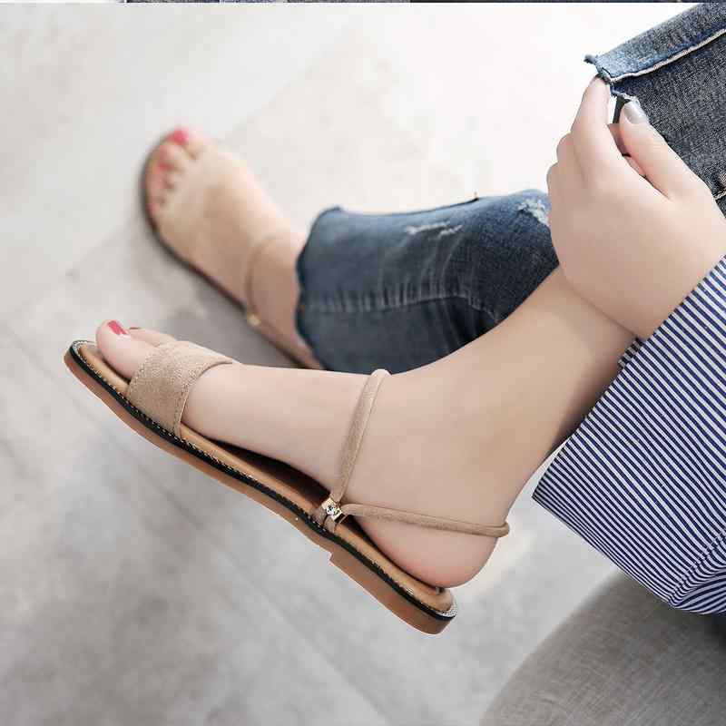 Sports Sandal - サンダル レディース 夏 フラット ぺたんこ やわらか底 2WAY 外履き ビーチサンダル 旅行 リゾート ビーチ シンプル ラインストーン グラディエーター ラバーソール スエード調アッパー