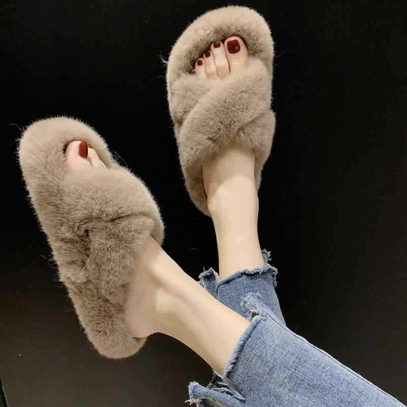 サンダル レディース 秋冬 ファー クロス もこもこ フラット 外履き 普段使い おしゃれ ルームシューズ ぺたんこ 防寒 あたたかい 滑り止め ベーシック ブラック ベージュ カーキ