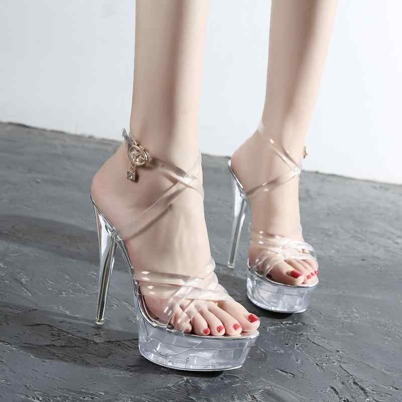 ・留め具: ストラップバックル・サイズ展開: 34 35 36 37 38 39 40・柄: 無地・デザイン要素: 浅履き口.クロスストラップ.バックル.プラットフォーム.アンクルストラップ.ベルトバックル・ヒール高: 8cm以上・カラー: 透明・つま先形状: オープントゥ・用途: 宴会・アッパー高さ: 10cm未満・ヒールタイプ: スティレットヒール・対象年齢層: 18〜40歳・バックデザイン: バックレス・サイドデザイン: サイドオープン・製法: 接着剤・インソール素材: PU・スタイル: ストラップサンダル・アッパー素材: PU