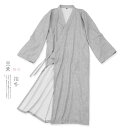 部屋着 メンズ 男性用 綿 薄手 ガウン ロング丈 ゆったり 中華風 和風 作務衣風 ルームウェア パジャマ 夏 Vネック 七分袖 紐