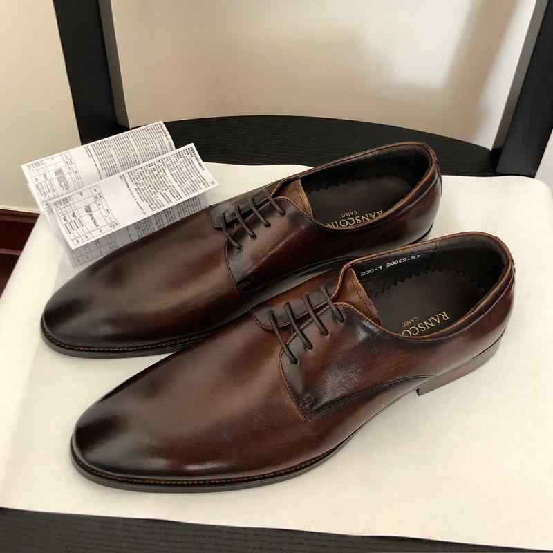 ビジネスシューズ メンズ 革 牛革 レースアップ ラウンドトゥ ダービーシューズ フォーマル オフィス 通勤 普段使い 手作り ブラック ブラウン オーク