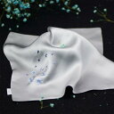 ハンカチ レディース 正方形 汗拭き 薄手 柔らかい 母の日 プレゼント おしゃれ エレガント シンプル 花 刺繍 茶色 白 紫