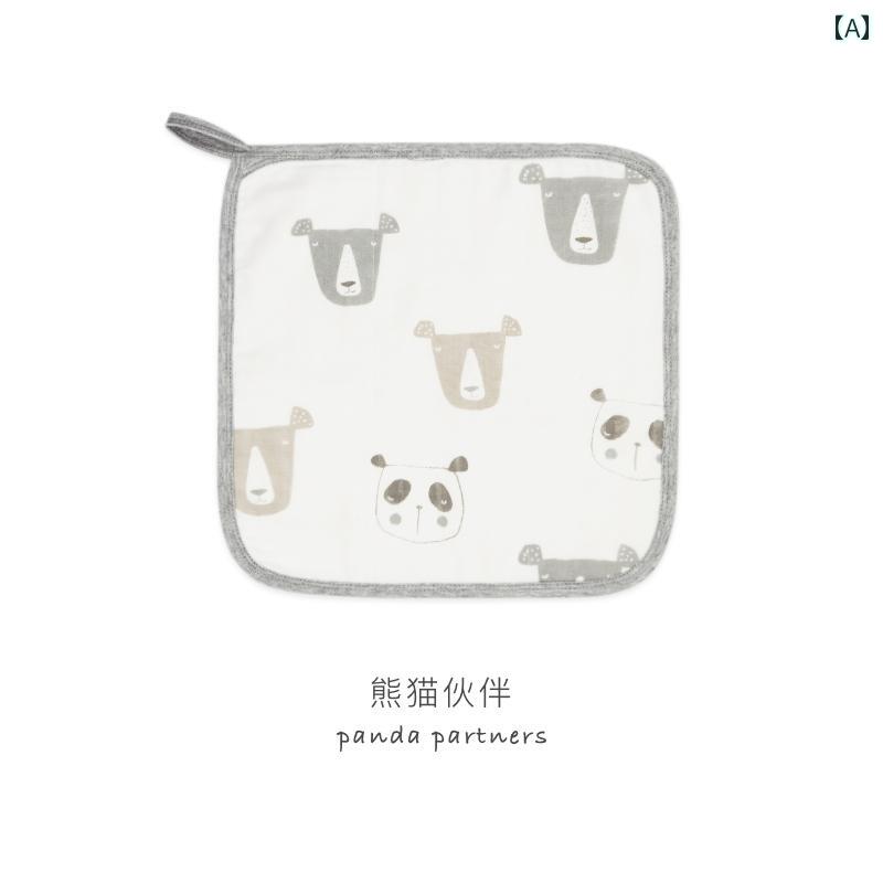 ハンカチタオル かわいい ガーゼ 動物 猫 くま ヒツジ ループ付き ベビー用品 お手拭き 沐浴 よだれ拭き ギフト 出産準備