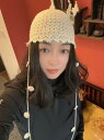 ニット帽 春夏 レディース 薄手 かわいい 黒 黄色 白 ひも付き レース編みフィット 春秋 レトロ カジュアル おしゃれ