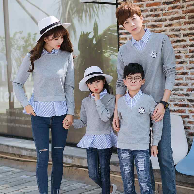 スウェット 親子 家族コーデ リンクコーデ 重ね着風 重ね着風 おしゃれ 無地 綿混 カジュアル ユニセッ..