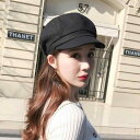 ベレー帽 レディース キャスケット帽子 小物 女性 レトロ ハット ウール 秋冬 グリッド シンプル 無地 ネイビー レッド ベージュ ブラウン グレー レザー