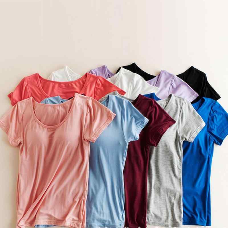 Other - トップス レディース モダール カップ 薄手 軽量 夏 インナー ルームウェア 半袖Tシャツ タンクトップ キャミソール ブラトップ 普段使い 伸縮性