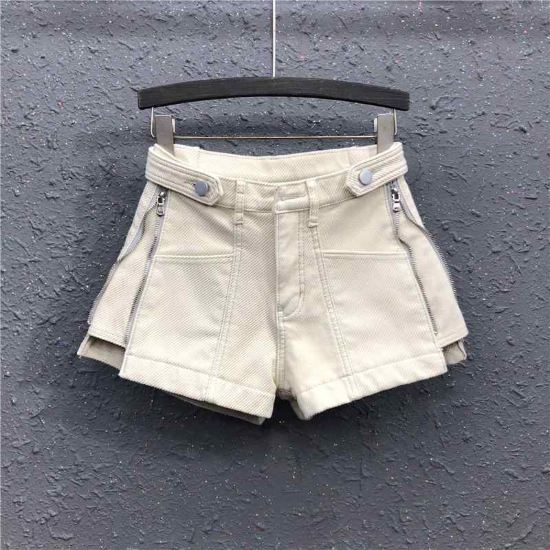 ショートパンツ レディース 春夏 デニム ハイウエスト スリット ビッグシルエット ガウチョパンツ ウォッシュ加工 ゆったり 着痩せ効果..