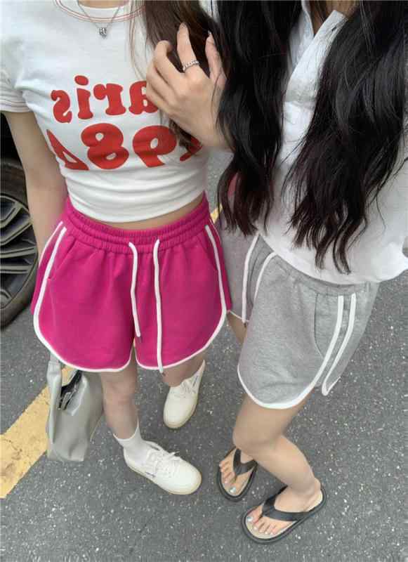 ハーフパンツ レディース 春夏 スポーツ カジュアル ルームウェア ハイウエスト ゆったり ワイド 吸湿速乾 通気性 接触冷感 コットン ウエストゴム