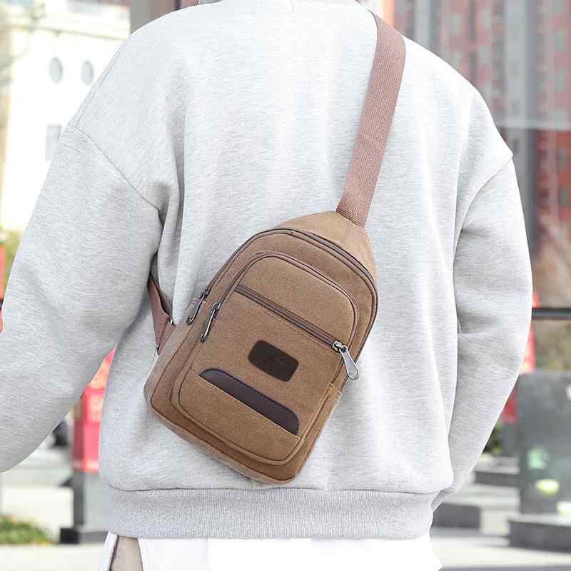 Men'S Bag - ボディバッグ メンズ 男性用 キャンバス生地 オフショルダーバッグ 斜め掛けバッグ カジュアル 縦型 スクエア 多収納 ポケット ファスナー開閉 普段使い 旅行 アウトドア ブラック ブルー カーキ