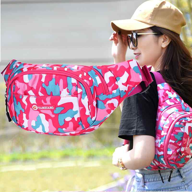 ウエストバッグ レディース ピンク 迷彩柄 オックスフォード生地 軽量 ランニング スポーツ アウトドア 旅行 普段使い ウォーキング スマホ収納 小物入れ 多機能 カジュアル おしゃれ