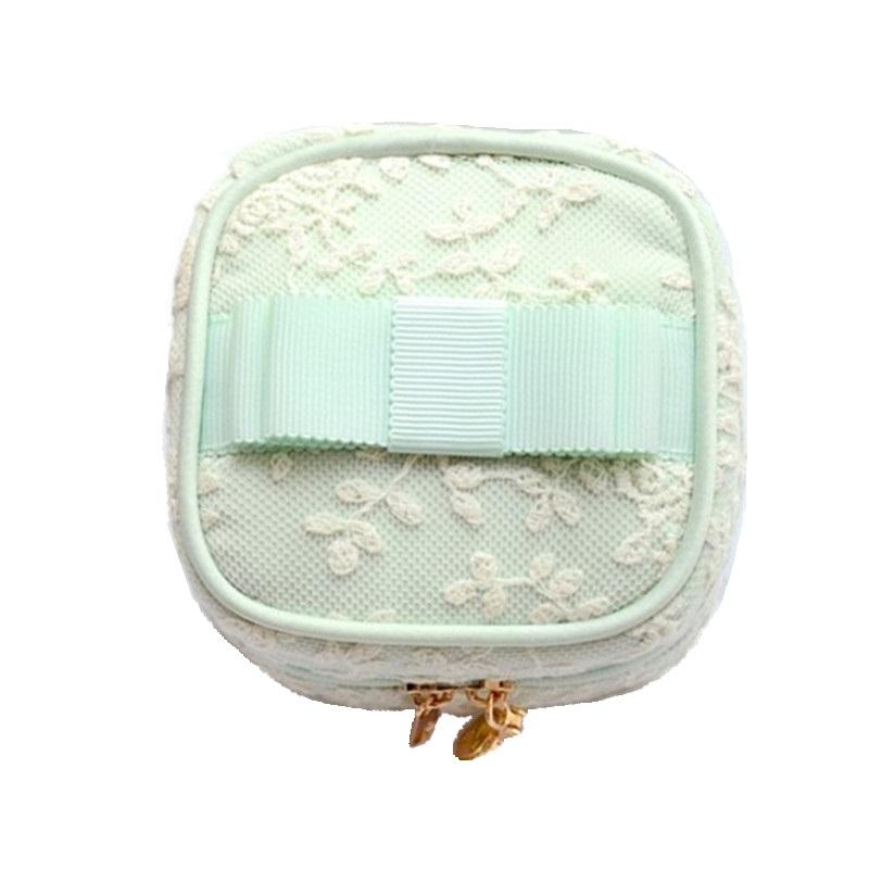 ジュエリーボックス レディース 企画 スイート かわいい パステルカラー 花柄 コットン レース リボン アクセサリーケース 収納ポーチ 携帯用 トラベル