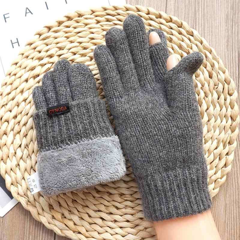 手袋 男女兼用 秋冬 暖かい 防寒 裏起毛 スマホ 厚手 ニット ウール ウール 指なし グローブ ドライブ ..