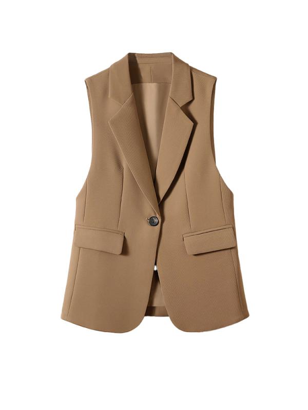 ベスト レディース きれいめ スーツベスト 春秋 無地 シンプル ノースリーブ ジャケット風 着やせ 通勤(4)