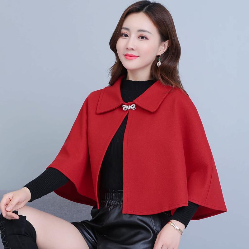 ケープ レディース おしゃれ 秋冬 短め丈 ポンチョ風 羽織 万能 ショール 襟 チャイナ風合わせ ショール 小柄 着回し