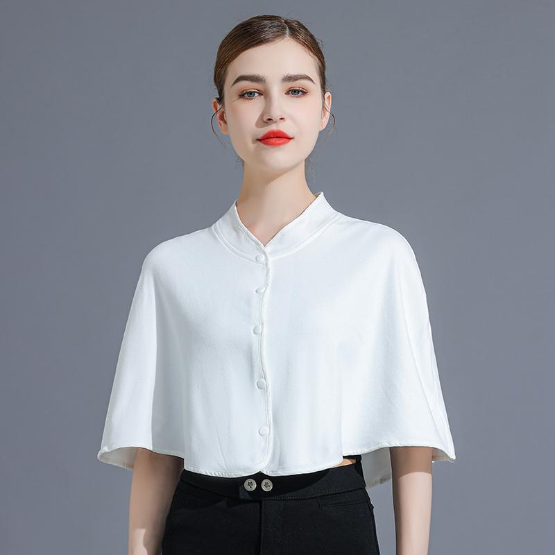 ケープ 肩当て レディース おしゃれ 黒 スタンドカラー フロントボタン 暖かい 防寒 首元あた オールシ..